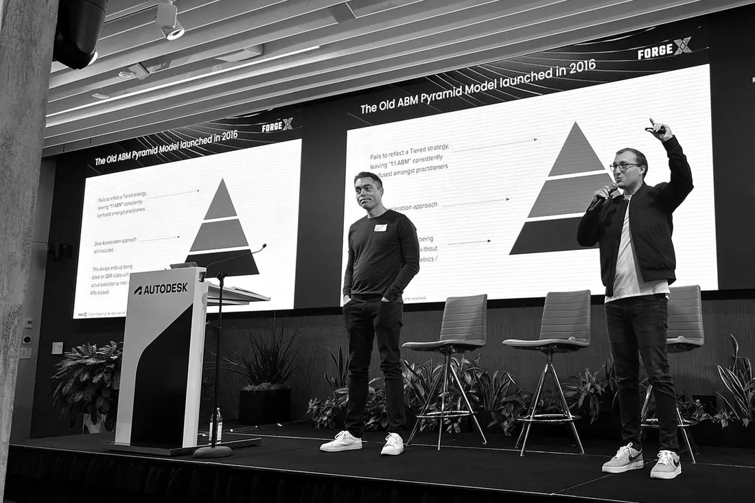 Davis Potter presenting on stage